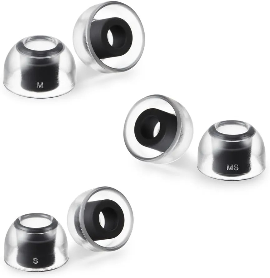 AZLA SednaEarfit Crystal for Galaxy Buds 2 Pro (Smoky Black) - Earbud Tips for Wireless Headphones - Noise Canceling Earbuds Replacement Tips (S/MS/M)