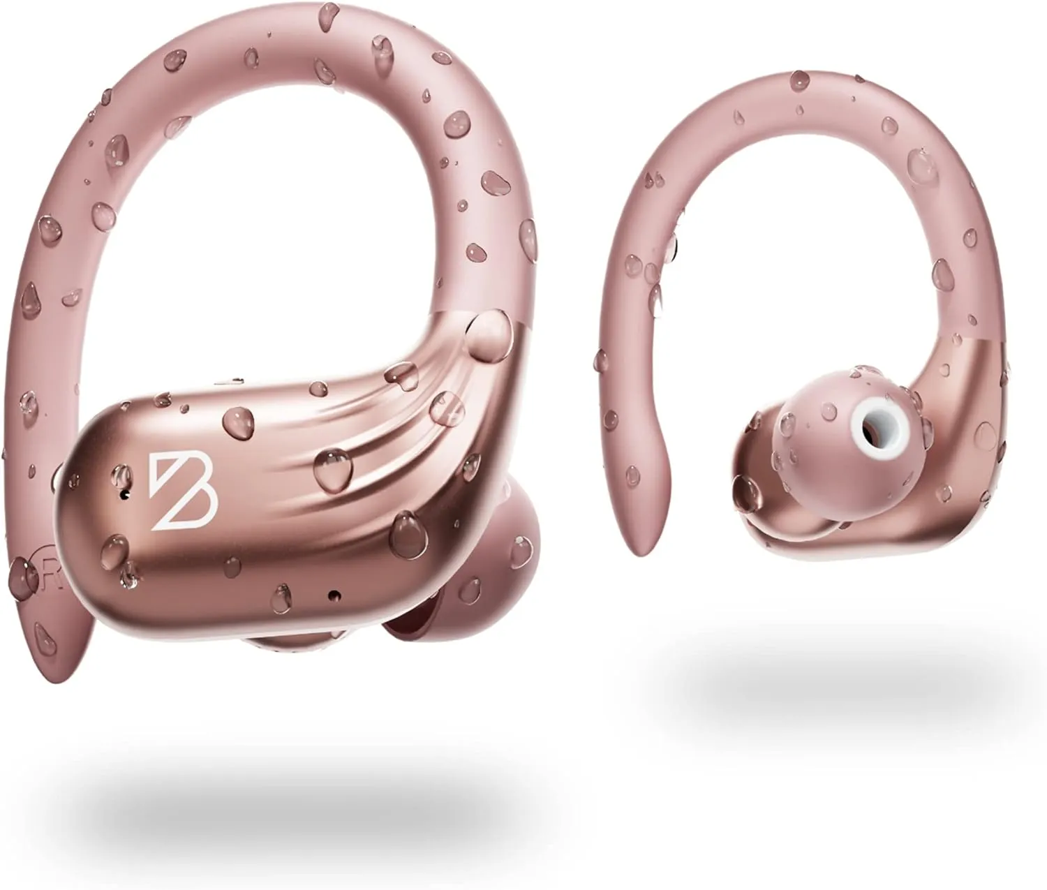Back Bay Audio Runner 60 - Rose Gold Wireless Running Earbuds, 80 Hour Battery Life, Over The Ear Earbuds with EarHooks
