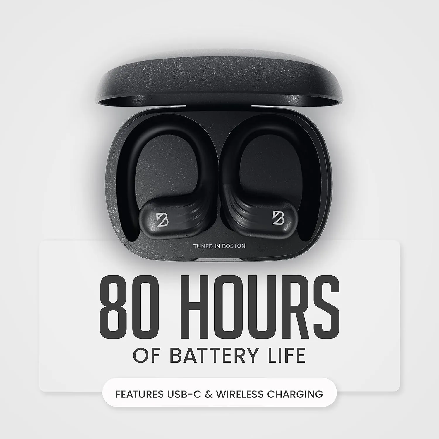 Back Bay Audio Runner 60 Wireless Running Earbuds, 80 Hour Long Battery Life Over The Ear Earbuds with EarHooks, Wrap Around Earphones Wireless Bluetooth Earbuds with Microphone, in Ear Headphones