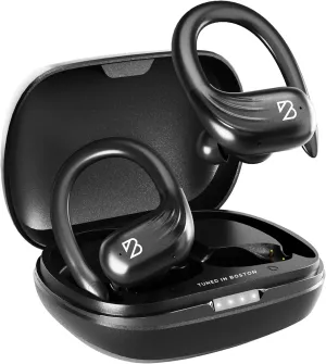 Back Bay Audio Runner 60 Wireless Running Earbuds, 80 Hour Long Battery Life Over The Ear Earbuds with EarHooks, Wrap Around Earphones Wireless Bluetooth Earbuds with Microphone, in Ear Headphones