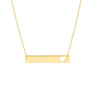 Bar Necklace with Heart Cutout