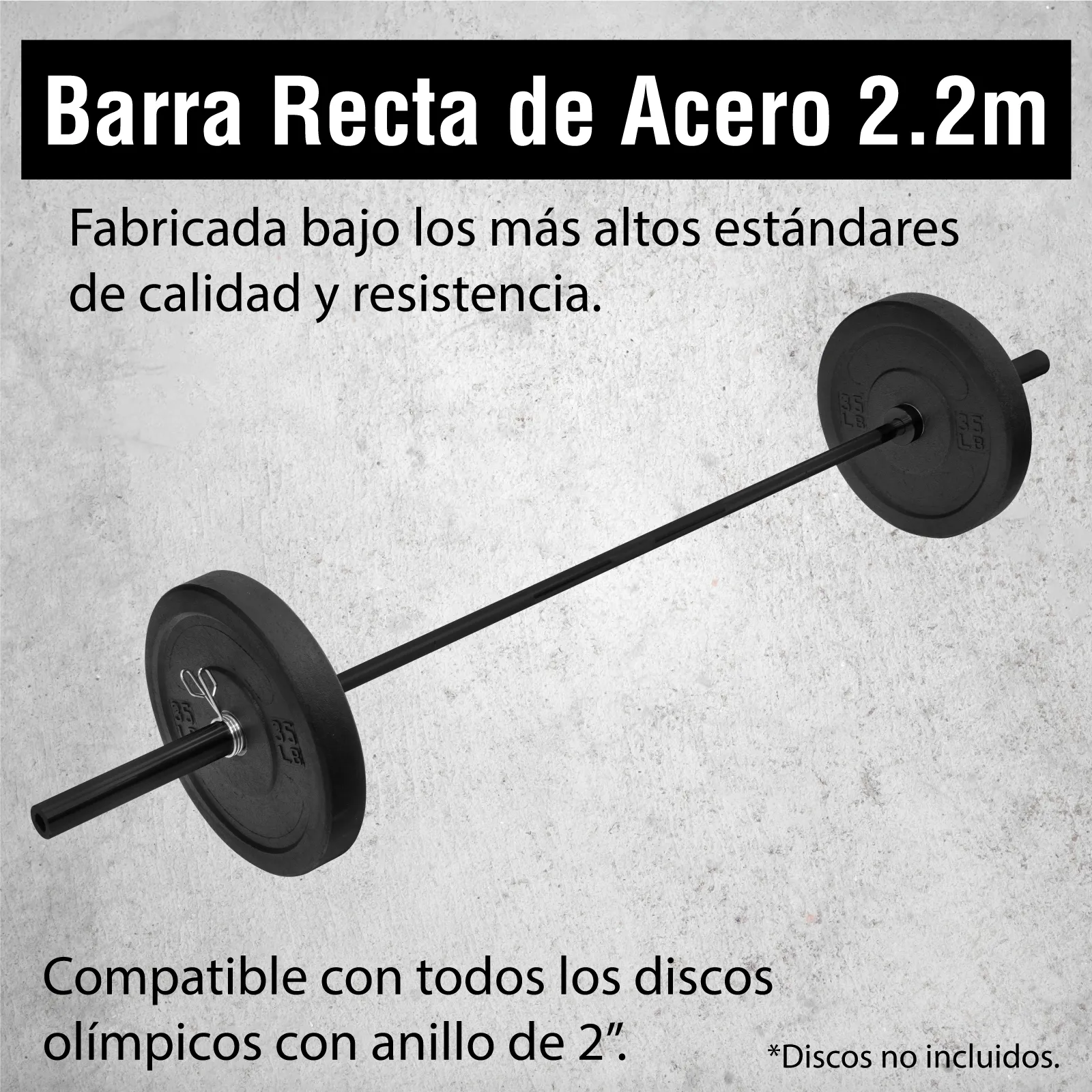 Barra Olimpica Altera 20 Kgs Mangas Giratorias Uso Rudo 2.2m