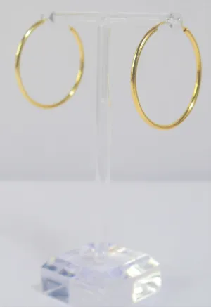Basic & Fab 1.2" Hoop Gold Plated Sterling Silver Earrings