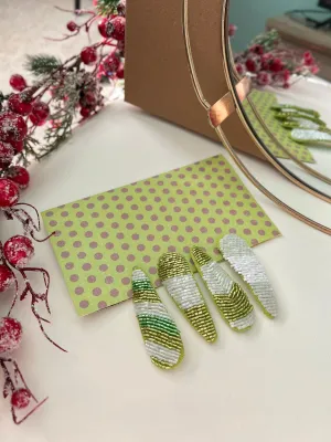 Beaded green set of hair clips
