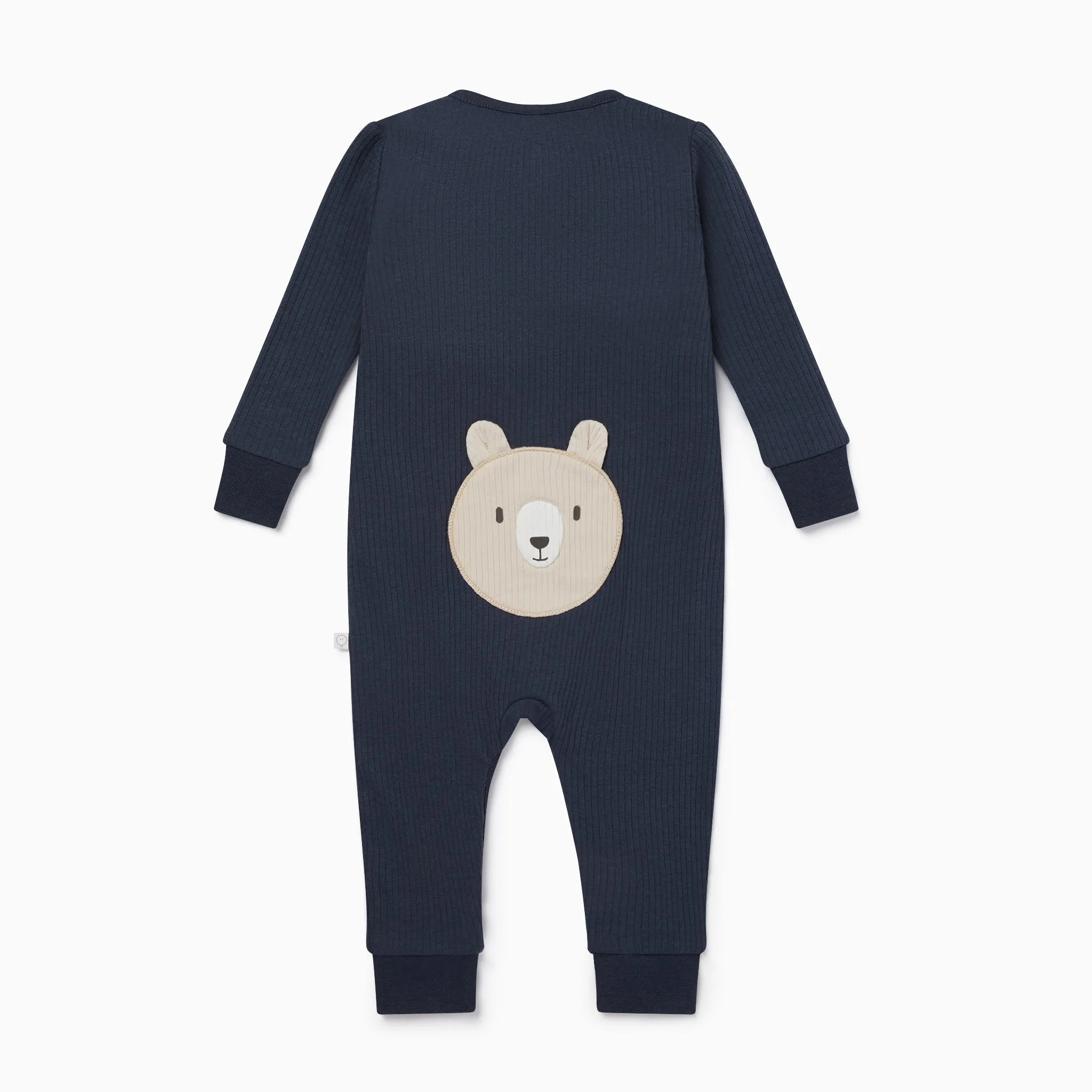 Bear Ribbed Clever Zip Sleepsuit