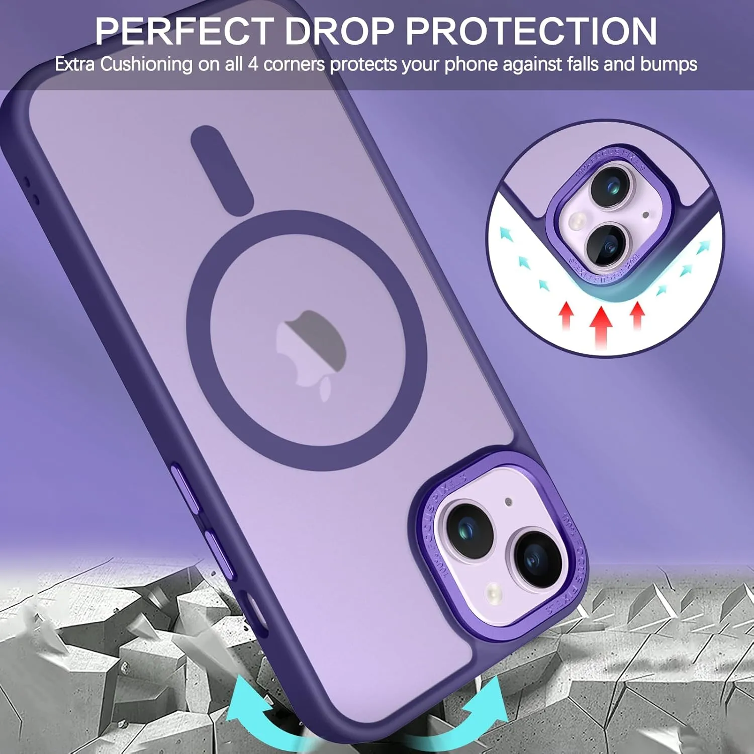BENTOBEN Magnetic for iPhone 13 Case & iPhone 14 Case [Compatible with Magsafe] Translucent Matte Phone Case iPhone 13/14 Slim Shockproof Women Men Protective Cover for iPhone 13/14 6.1", Dark Purple