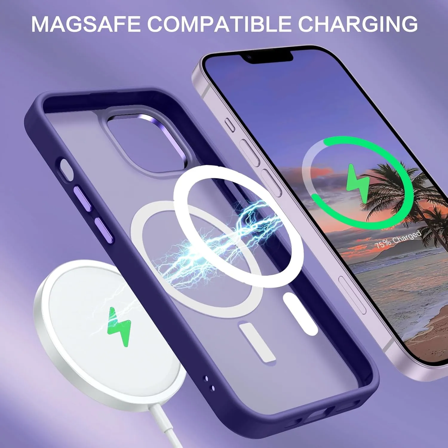 BENTOBEN Magnetic for iPhone 13 Case & iPhone 14 Case [Compatible with Magsafe] Translucent Matte Phone Case iPhone 13/14 Slim Shockproof Women Men Protective Cover for iPhone 13/14 6.1", Dark Purple