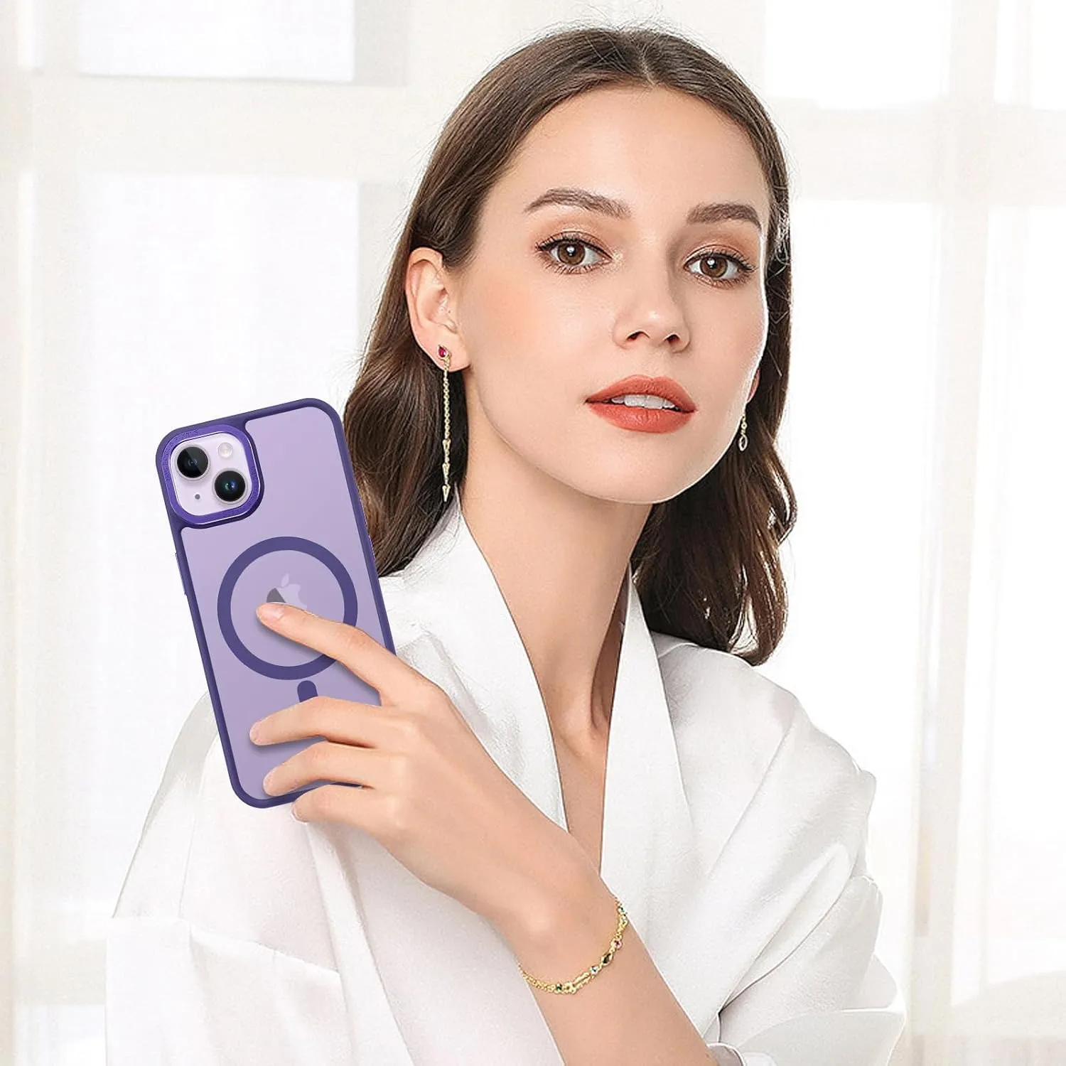 BENTOBEN Magnetic for iPhone 13 Case & iPhone 14 Case [Compatible with Magsafe] Translucent Matte Phone Case iPhone 13/14 Slim Shockproof Women Men Protective Cover for iPhone 13/14 6.1", Dark Purple