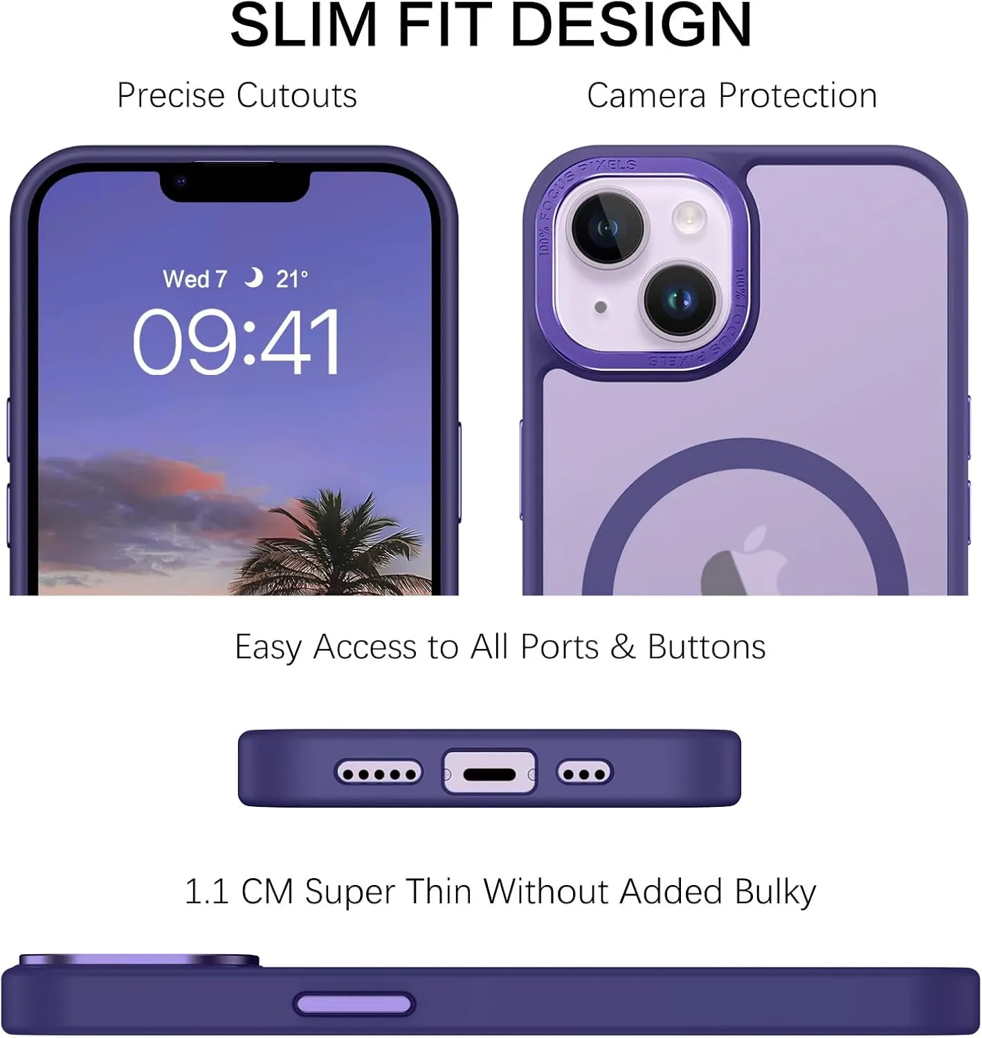 BENTOBEN Magnetic for iPhone 13 Case & iPhone 14 Case [Compatible with Magsafe] Translucent Matte Phone Case iPhone 13/14 Slim Shockproof Women Men Protective Cover for iPhone 13/14 6.1", Dark Purple
