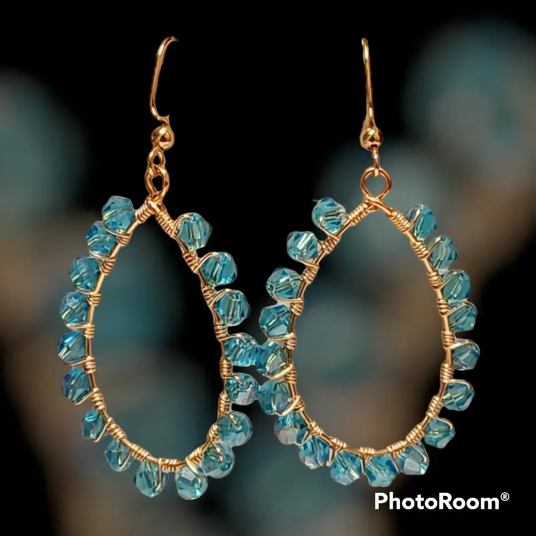 Bicone Crystal Hoop Earrings