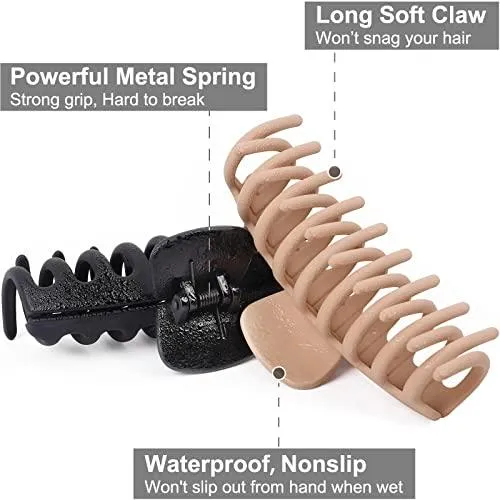 Big Hair Claw Clips for Women Large Claw Clip for Thin Thick Hair 90's Strong Hold 4.33 Inch Nonslip Hair Clips (4 Pcs)