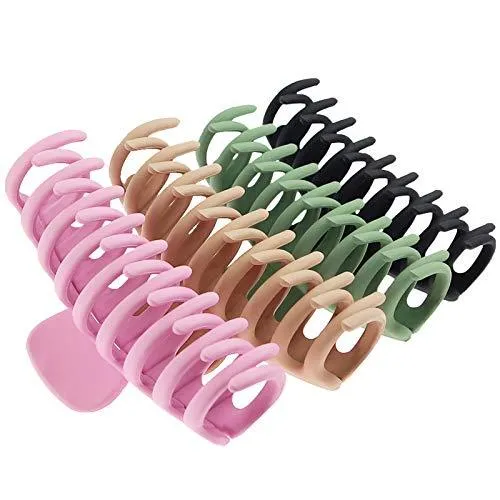 Big Hair Claw Clips for Women Large Claw Clip for Thin Thick Hair 90's Strong Hold 4.33 Inch Nonslip Hair Clips (4 Pcs)
