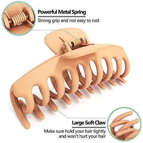 Big Hair Claw Clips for Women Large Claw Clip for Thin Thick Hair 90's Strong Hold 4.33 Inch Nonslip Hair Clips (4 Pcs)
