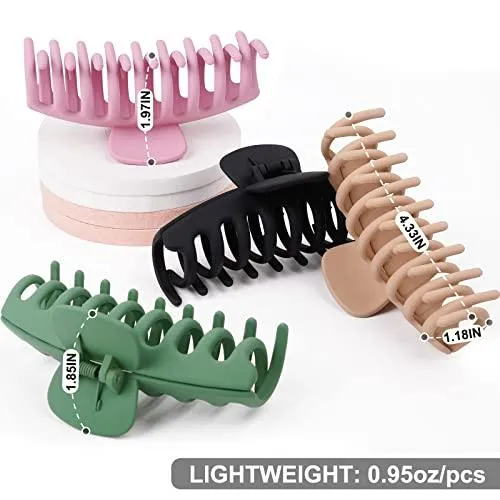 Big Hair Claw Clips for Women Large Claw Clip for Thin Thick Hair 90's Strong Hold 4.33 Inch Nonslip Hair Clips (4 Pcs)