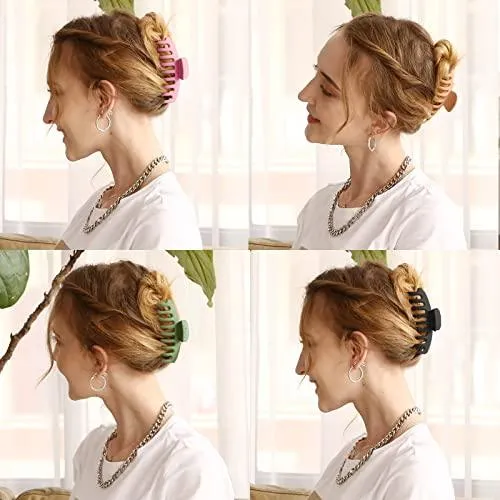 Big Hair Claw Clips for Women Large Claw Clip for Thin Thick Hair 90's Strong Hold 4.33 Inch Nonslip Hair Clips (4 Pcs)