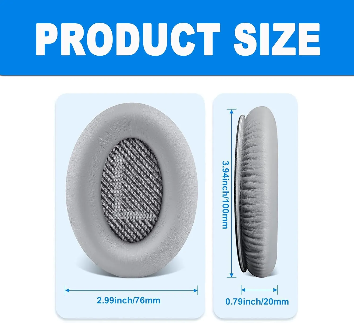 BINGLE Replacement Ear Pads for Bose Headphones QC35/QC35 ii/QC25/QC15, Professional Premium Ear Cushions for QuiteComfort/SoundTrue/SoundLink Headphones(Grey)