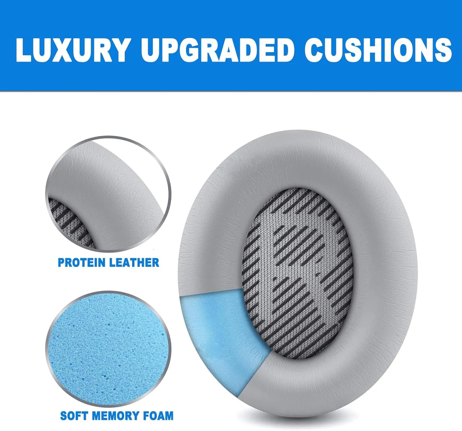 BINGLE Replacement Ear Pads for Bose Headphones QC35/QC35 ii/QC25/QC15, Professional Premium Ear Cushions for QuiteComfort/SoundTrue/SoundLink Headphones(Grey)