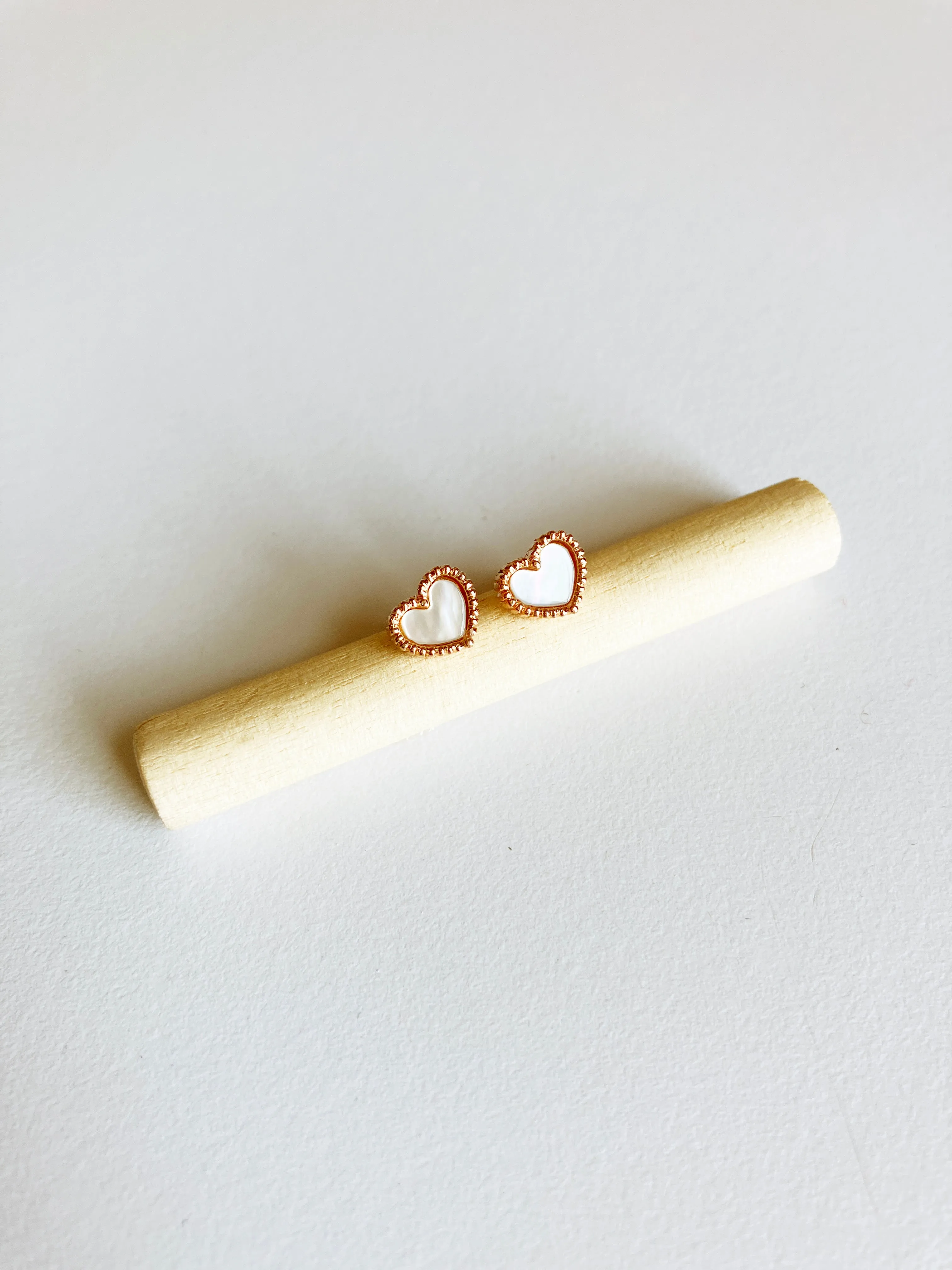 Bisous Heart Earrings in Rose Gold and Mother of Pearl