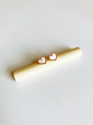 Bisous Heart Earrings in Rose Gold and Mother of Pearl