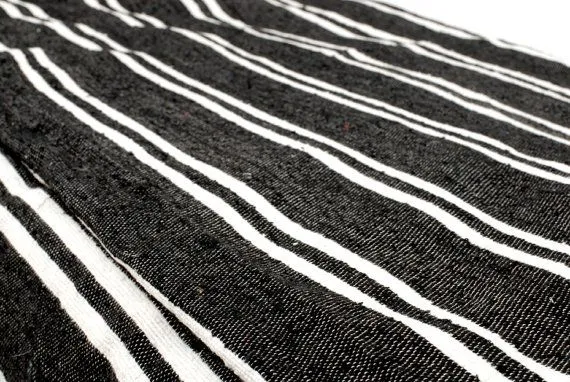 Black with White Stripes Pom Pom Blanket - Assouirri