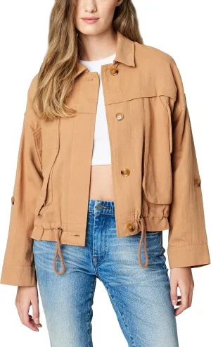 [BLANKNYC] womens Luxury Clothing Linen Utility Jacket With Pockets, Comfortable & Stylish Coat