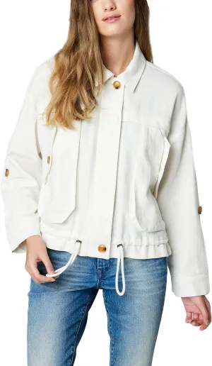 [BLANKNYC] womens Luxury Clothing Linen Utility Jacket With Pockets, Comfortable & Stylish Coat