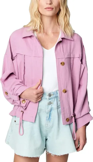 [BLANKNYC] womens Luxury Clothing Linen Utility Jacket With Pockets, Comfortable & Stylish Coat