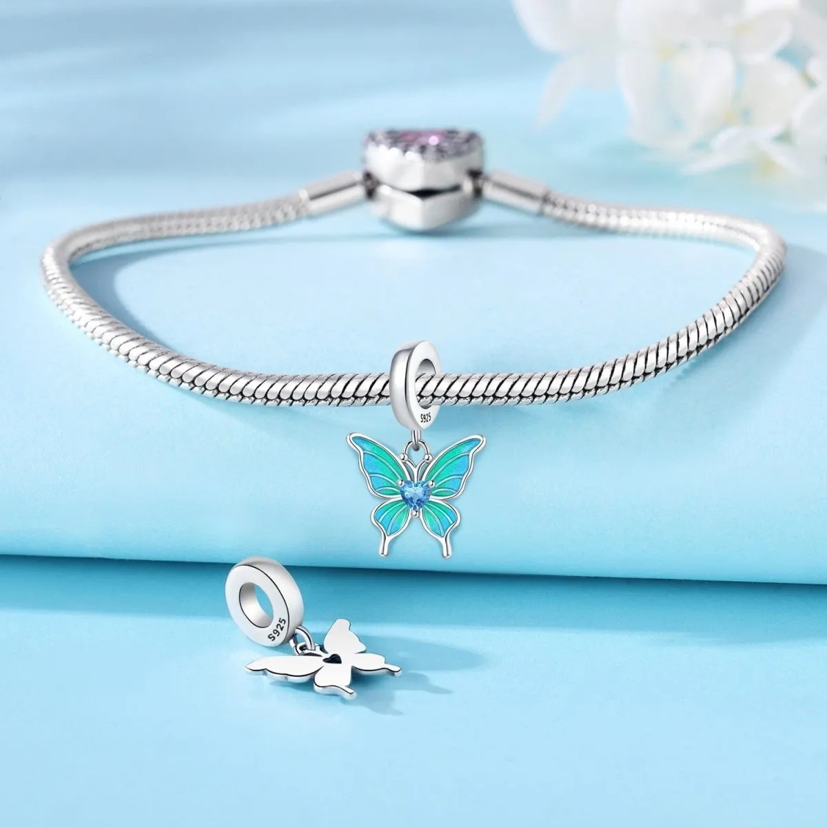 Blue Butterfly Dangle Charm