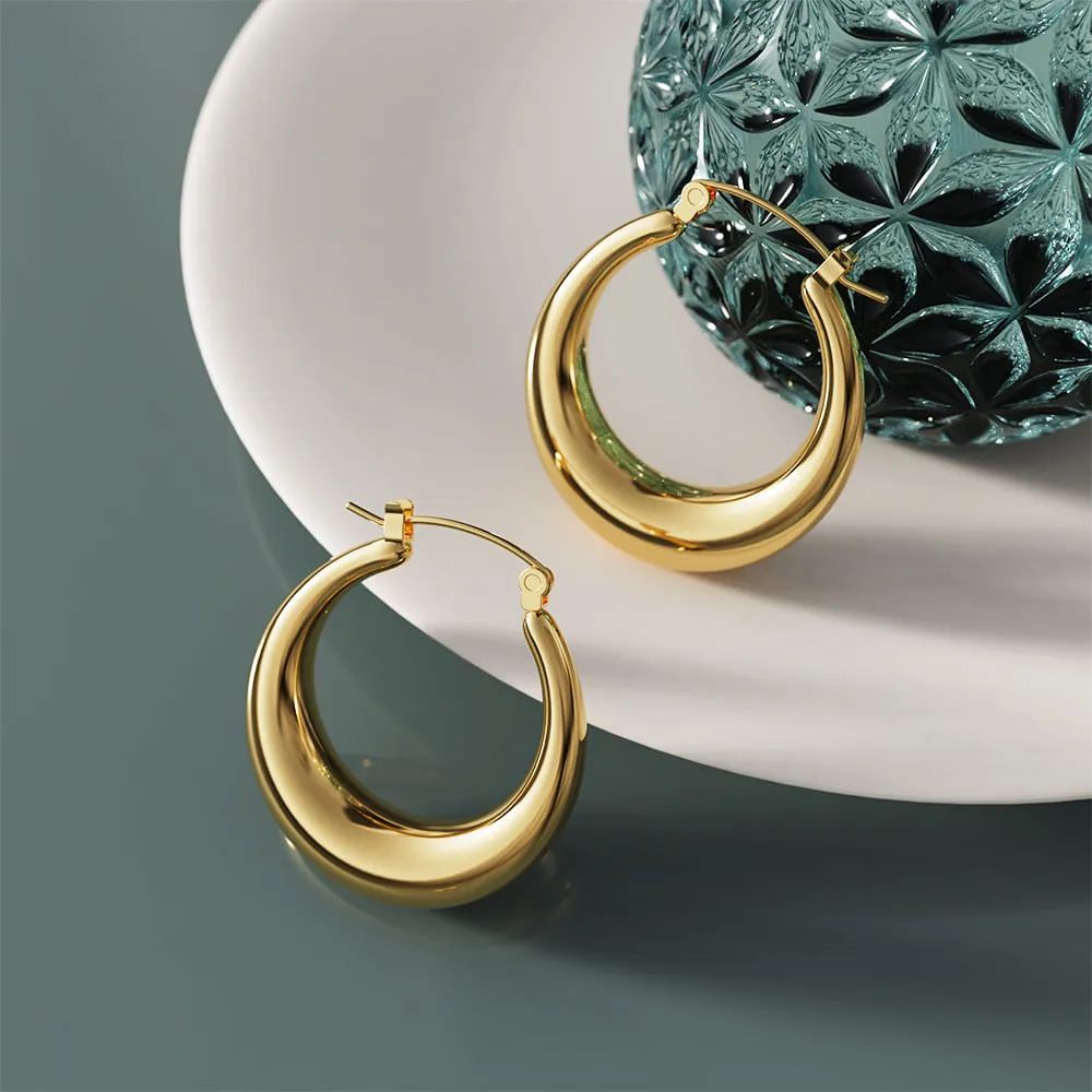 Boxed 3 Pairs of Csilla Gold Dome Hoop Earrings Set