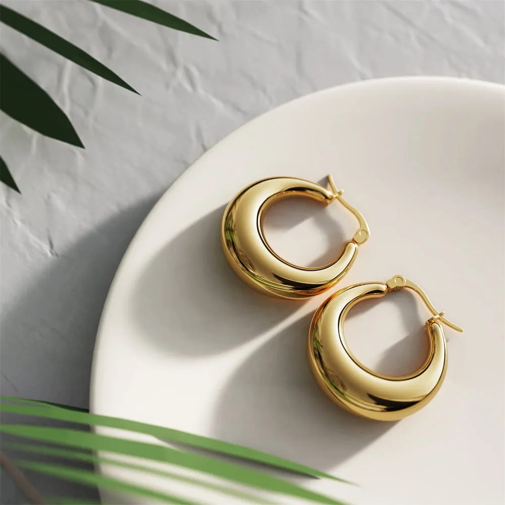 Boxed 3 Pairs of Csilla Gold Dome Hoop Earrings Set