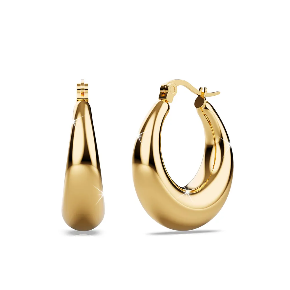Boxed 3 Pairs of Csilla Gold Dome Hoop Earrings Set