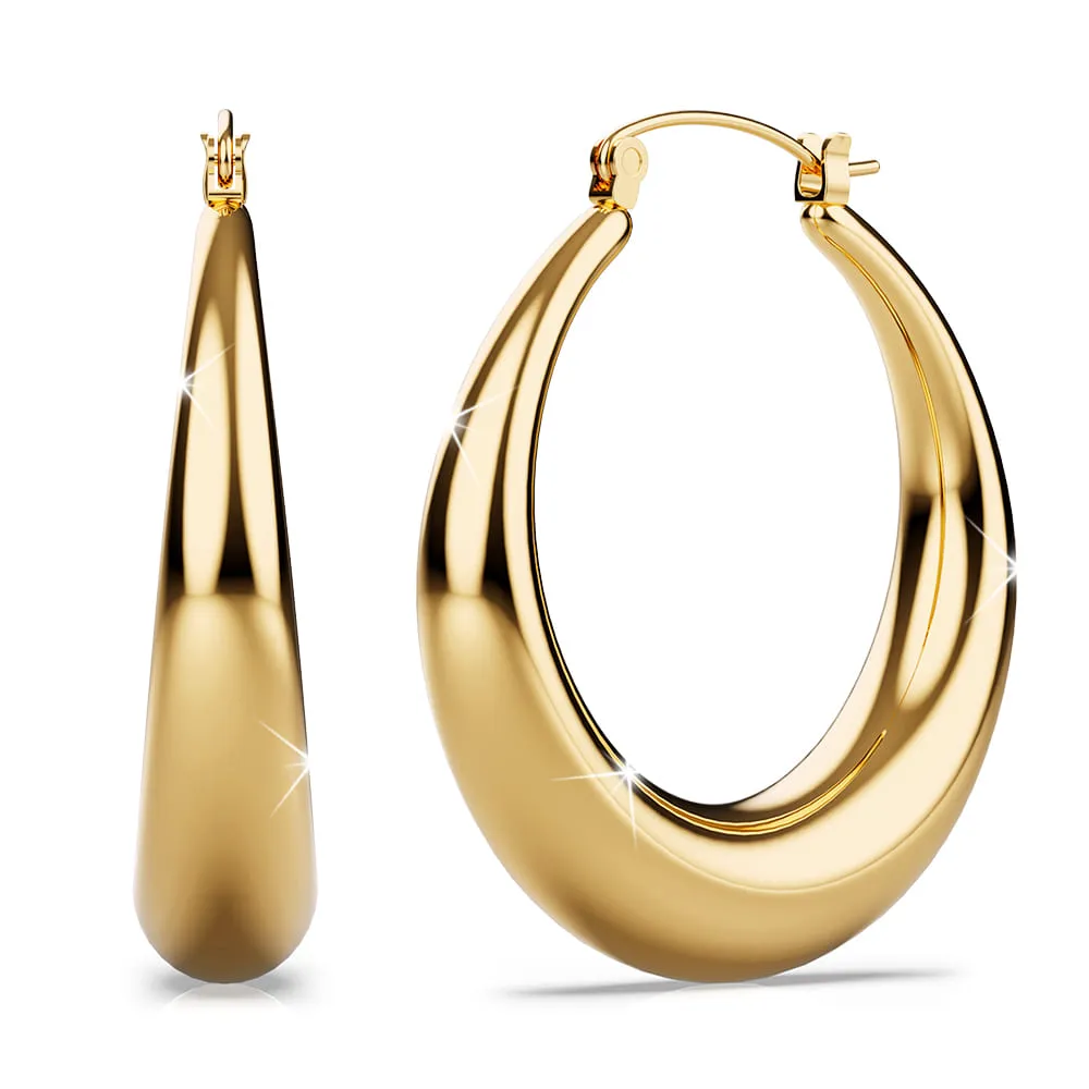 Boxed 3 Pairs of Csilla Gold Dome Hoop Earrings Set