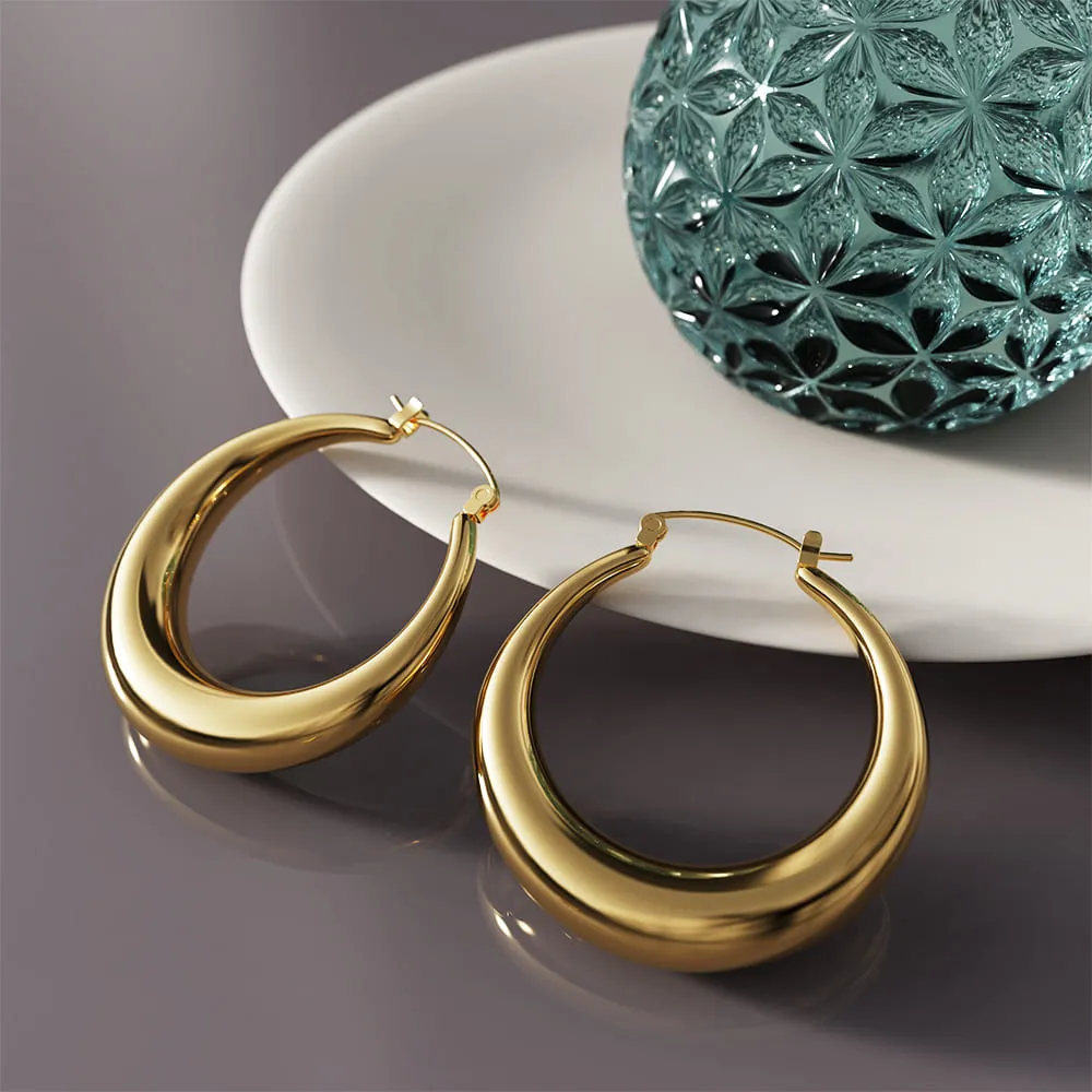 Boxed 3 Pairs of Csilla Gold Dome Hoop Earrings Set