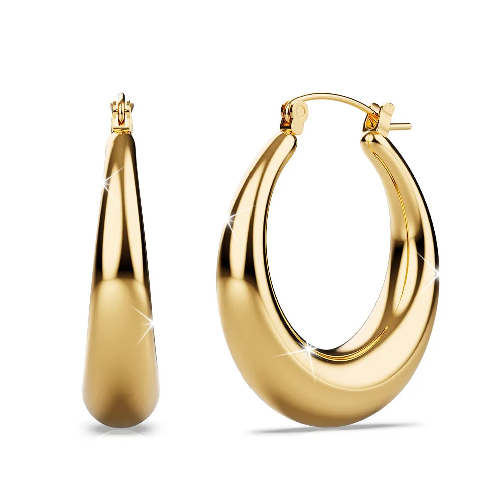 Boxed 3 Pairs of Csilla Gold Dome Hoop Earrings Set