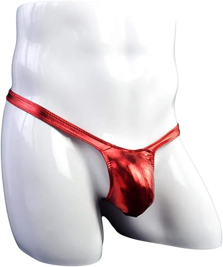 Briefs Sexy Leather Comfortable Men's,Solid Color Thin Soft Adjustable Active Underwear Sweat-Wicking Comfy