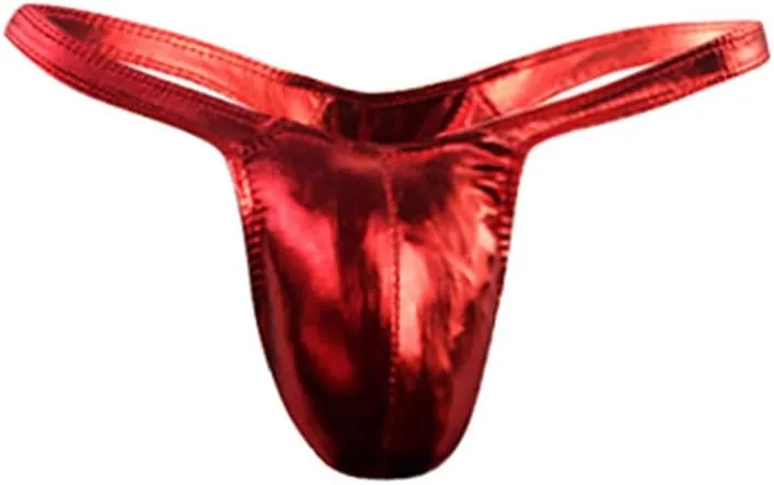 Briefs Sexy Leather Comfortable Men's,Solid Color Thin Soft Adjustable Active Underwear Sweat-Wicking Comfy