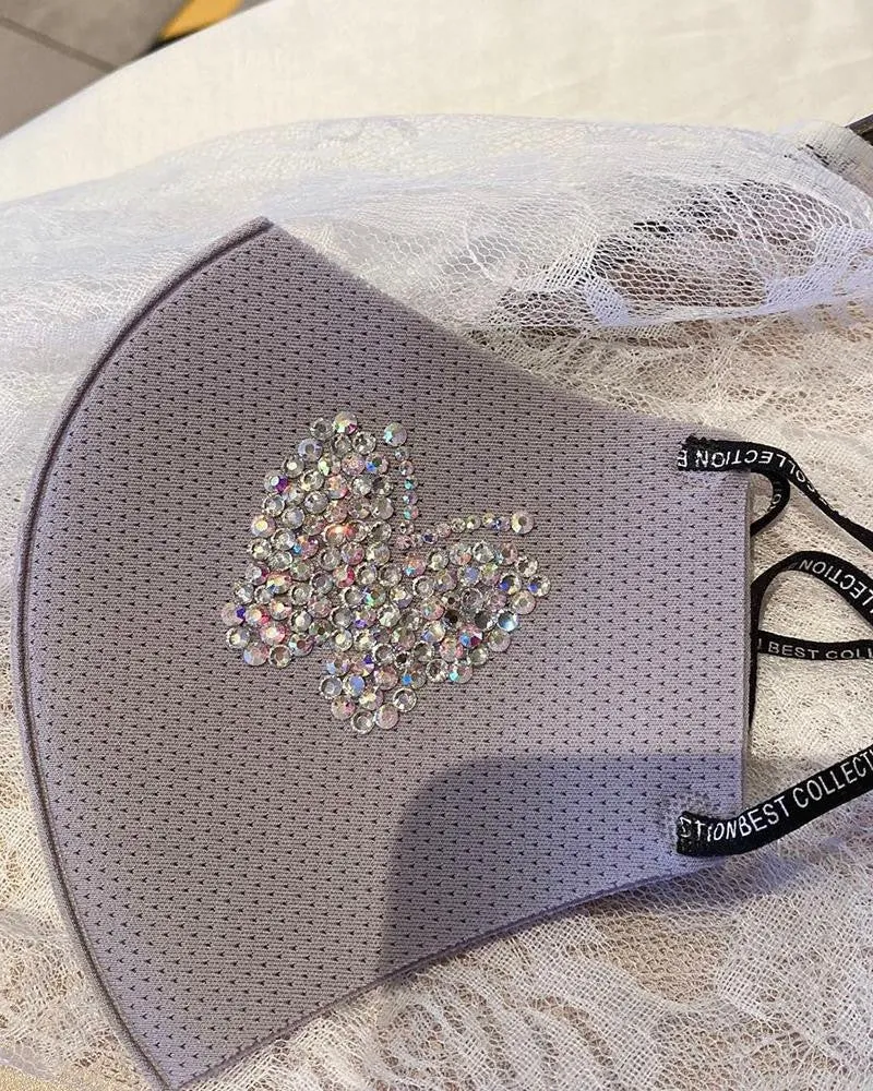 Butterfly Pattern Rhinestone Breathable Mouth Mask