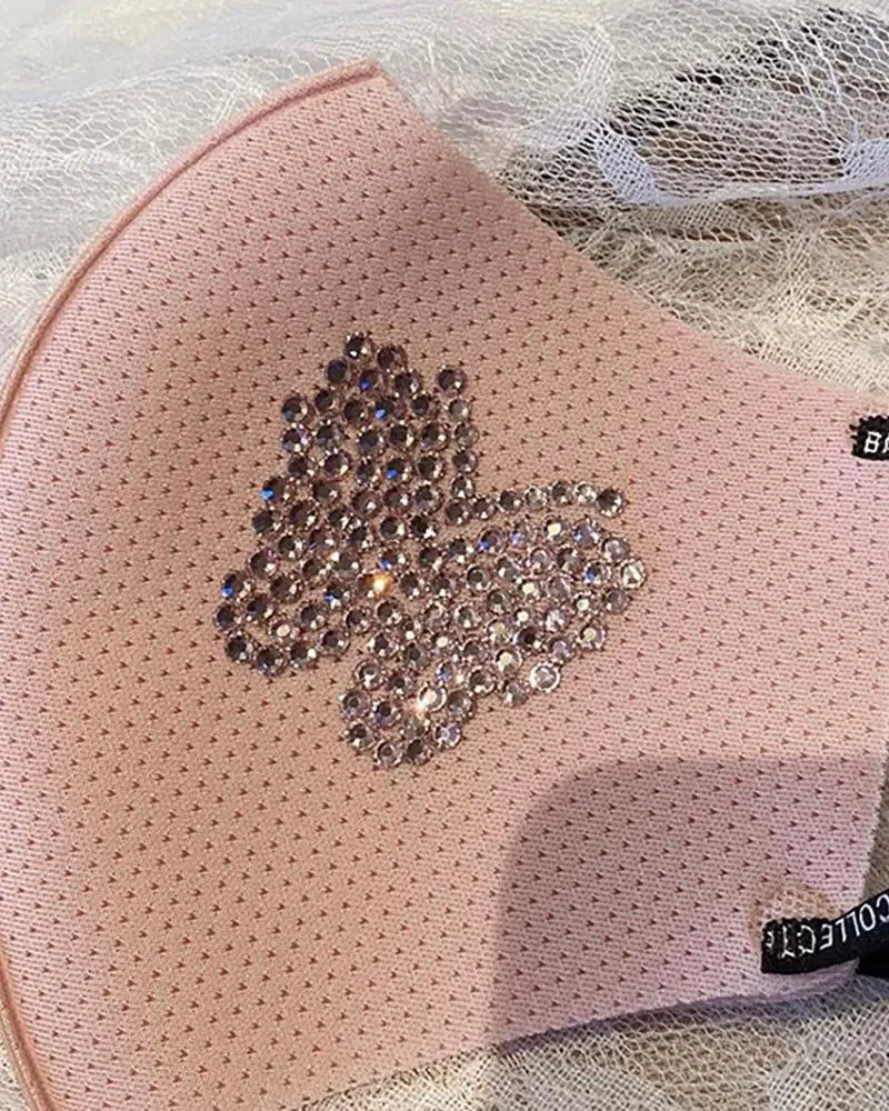 Butterfly Pattern Rhinestone Breathable Mouth Mask
