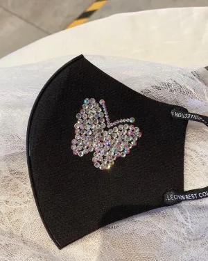 Butterfly Pattern Rhinestone Breathable Mouth Mask