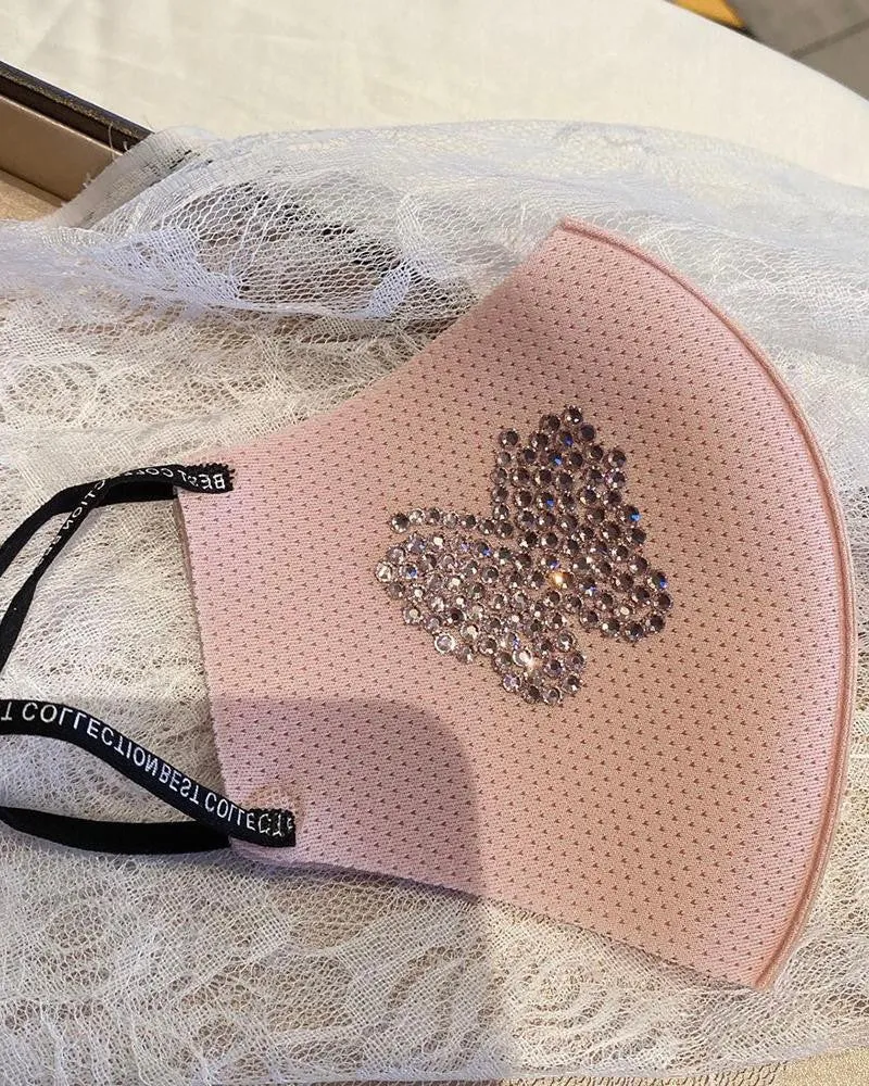 Butterfly Pattern Rhinestone Breathable Mouth Mask