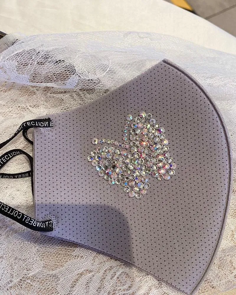 Butterfly Pattern Rhinestone Breathable Mouth Mask