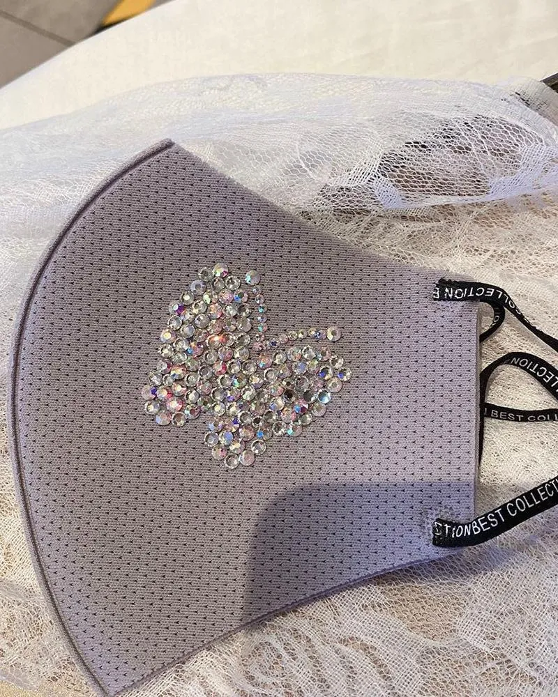 Butterfly Pattern Rhinestone Breathable Mouth Mask