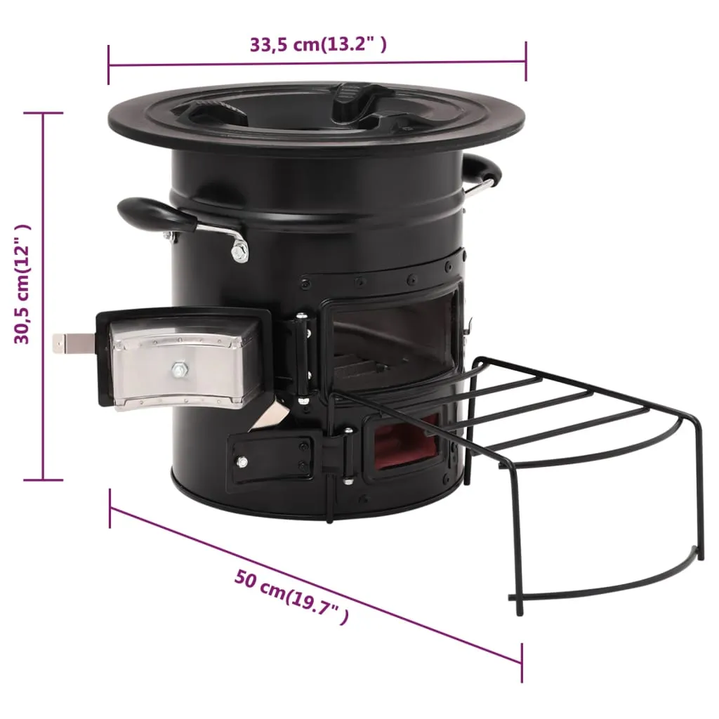 Camping Wood Stove Black 50x33.5x30.5 cm Steel