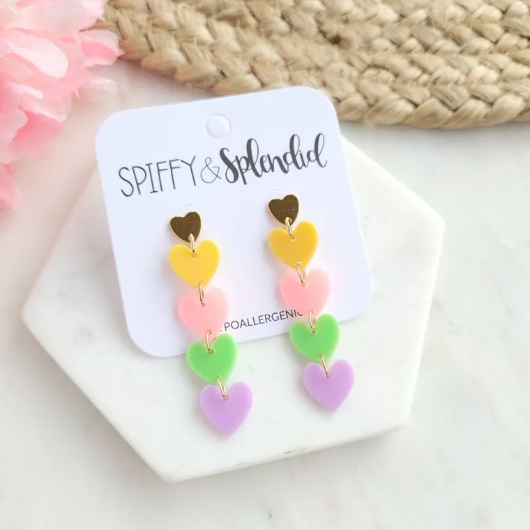 Candy Sweet Heart Earrings / Acrylic   18k Gold Plated