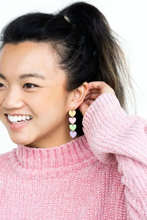 Candy Sweet Heart Earrings / Acrylic   18k Gold Plated