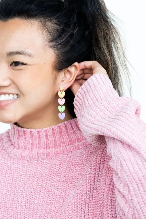 Candy Sweet Heart Earrings / Acrylic   18k Gold Plated