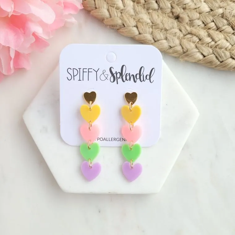 Candy Sweet Heart Earrings / Acrylic   18k Gold Plated
