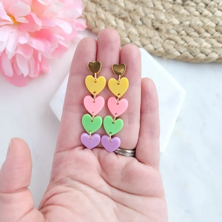 Candy Sweet Heart Earrings / Acrylic   18k Gold Plated