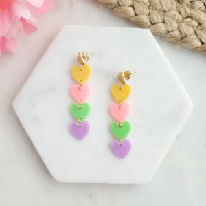 Candy Sweet Heart Earrings / Acrylic   18k Gold Plated