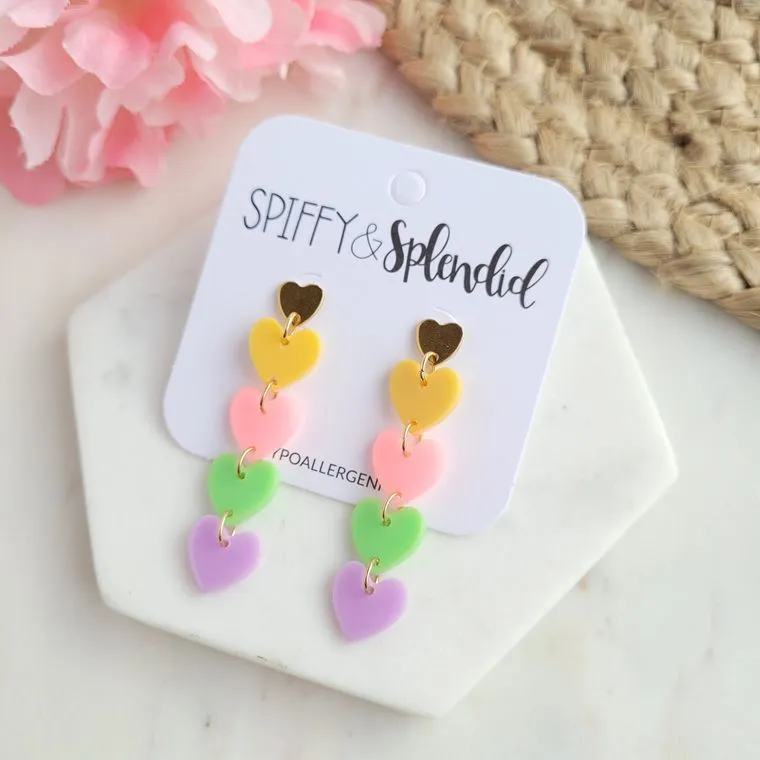 Candy Sweet Heart Earrings / Acrylic   18k Gold Plated